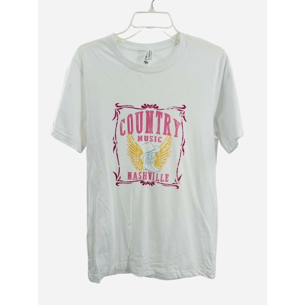 Bella Canvas White Country Music Nashville Graphic T Shirt Women's Size Medium